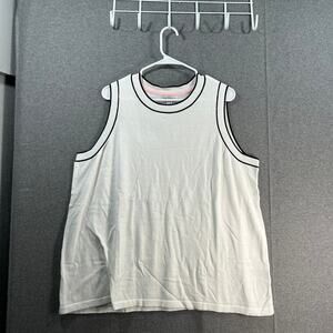 Isaac Mizrahi Live! Sleeveless Sweater with Tipped Trim White Size 2X
